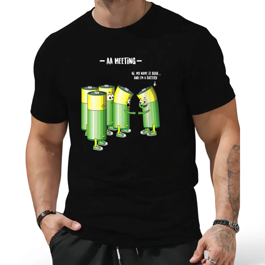 MenS Funny AA Meeting T-Shirt - Alcohol Anonymous 12-Step Program Slogans & Humor Graphic Tee with AA Meeting Design, Comfortable Round Neck Short Sleeve Shirt for Sobriety Gifts, Addiction Recovery Apparel, Medium-Stretch Fabric