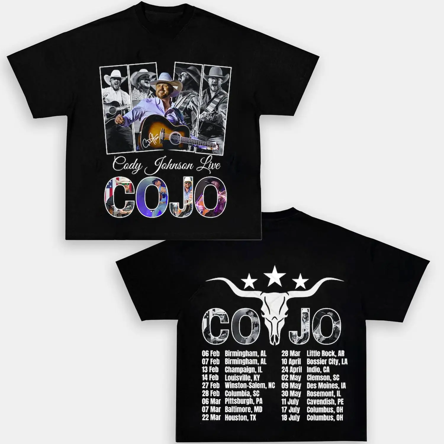 Cody Johnson Live '26 Tour Country Music Vintage T Shirt Dear Rodeo Me And My Kind Dance Her Home Fan Collection HY5513