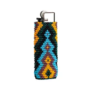 Zig Zag - Native Beaded Lighter Case with a Bold Angular Pattern - Handmade by Mexican Artisans - Mother Sierra