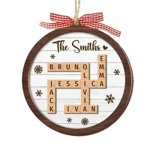 Personalized Family Ornaments, Family Name Crossword Puzzle, Custom Family Christmas Ornament 2024, Christmas Gift, Crossword Name Ornament
