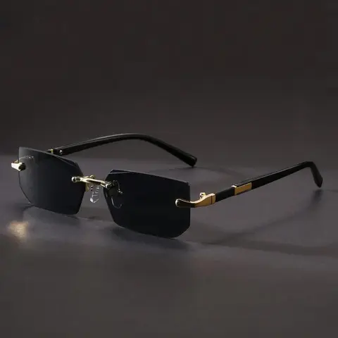 Unisex Simple Style Rimless Sunglasses, Modern Trendy Sunglasses, Trendy Casual Tinted Lens Sunglasses for Everyday Use, Fashionable Sunglasses, Minimalist Sunglasses, Fashion Accessories for Outdoor Activities, Summer Sunglasses