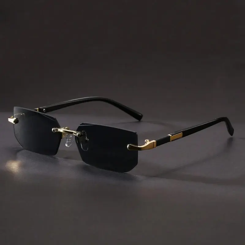 Unisex Simple Style Rimless Sunglasses, Modern Trendy Sunglasses, Trendy Casual Tinted Lens Sunglasses for Everyday Use, Fashionable Sunglasses, Minimalist Sunglasses, Fashion Accessories for Outdoor Activities, Summer Sunglasses
