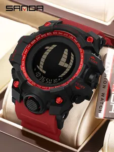 Men's Sporty Digital Watch, Fashionable Digital Watch with Luminous Dial & Alarm Function, Trendy Multifunctional Waterproof Electronic Watch with Box, Sportive Digital Watch