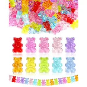 200pcs Clear Acrylic Bear Beads, Mixed Color Gummy Bear Beads for Bracelet, Necklace, and DIY Crafts, Cute Bear Charms for Jewelry Making
