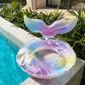 Shimmering Glitter Mermaid Swimming Ring Inflatable Tube, Durable Buoyant Float for Kids & Adults, Summer Pool Beach Water Play Accessory