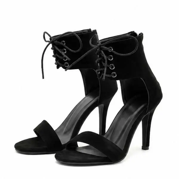 Black Gladiator Sandals for Women 2024 Summer Sexy Open Toe Belt Buckle Cover Heeled Thin High Heels Shoes Club Party Pumps LYYLCC