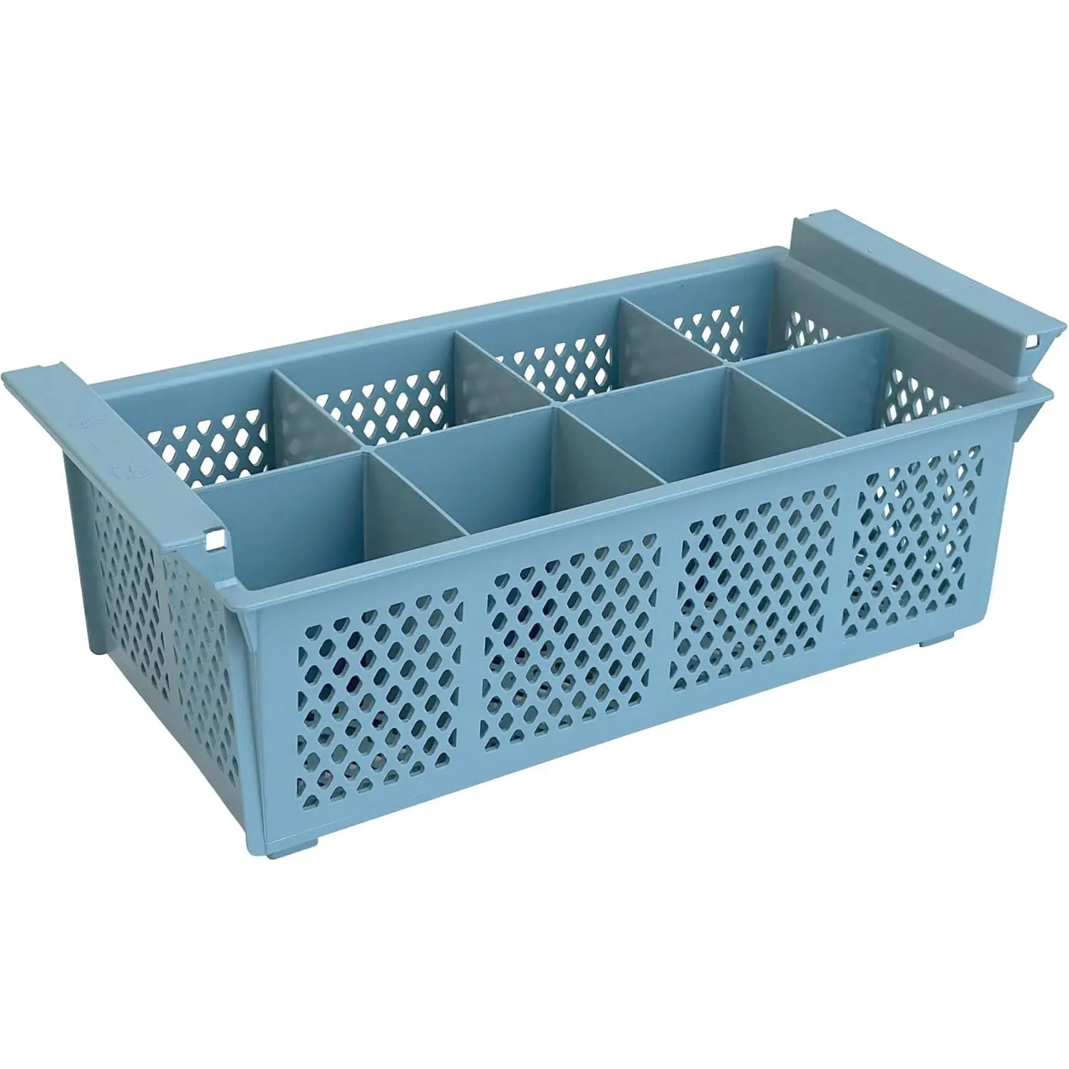 ABS Plastic Freestanding Flatware Rack - 8-Slot, 16in Large Slots, 16.7″L x 8.1″W x 6.1″H Cutlery Organizer for Forks, Spoons, Kitchen Utensils, Commercial Use, Organizing Craft Supplies, Durable, Dishwasher-Safe