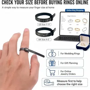Ring Size Measurement Tool with Magnifier, Reusable Plastic Ring Sizer, Portable Jewelry Measuring Tape, Us Uk Ring Size Finder