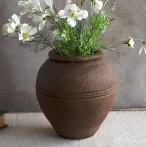 Brown Cement Line Vase
