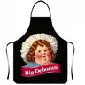 1-Piece Big Deborah Graphic Polyester Cooking Apron, Black Unisex Bib Apron with Neck Strap and Waist Ties for Kitchen Use