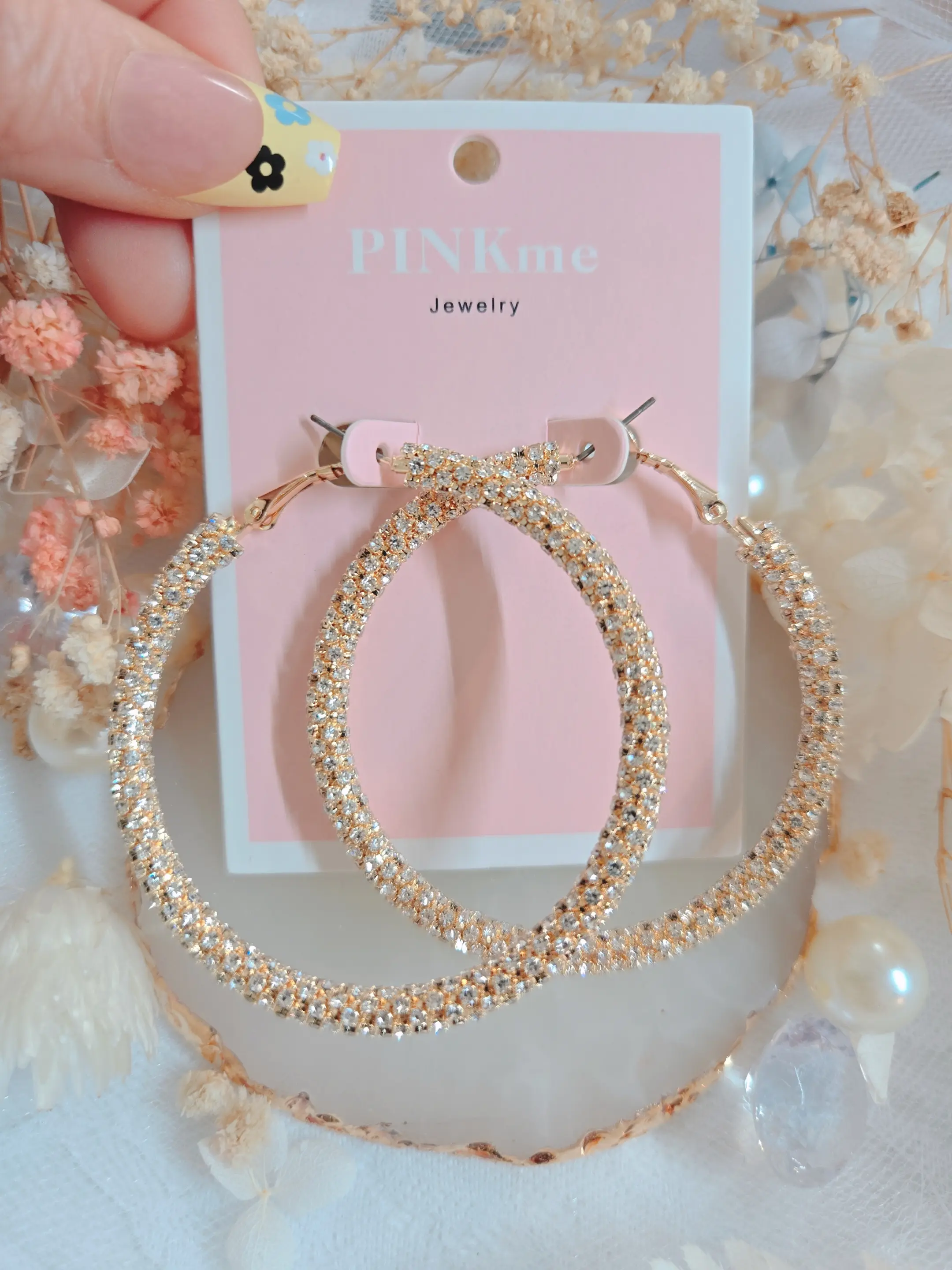 PINKme Gold Silver Bling Bling 2.25" Hoop Earring - Modern Style and Versatile for Any Occasion