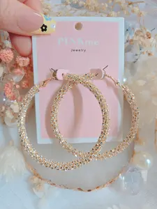 PINKme Gold Silver Bling Bling 2.25" Hoop Earring - Modern Style and Versatile for Any Occasion