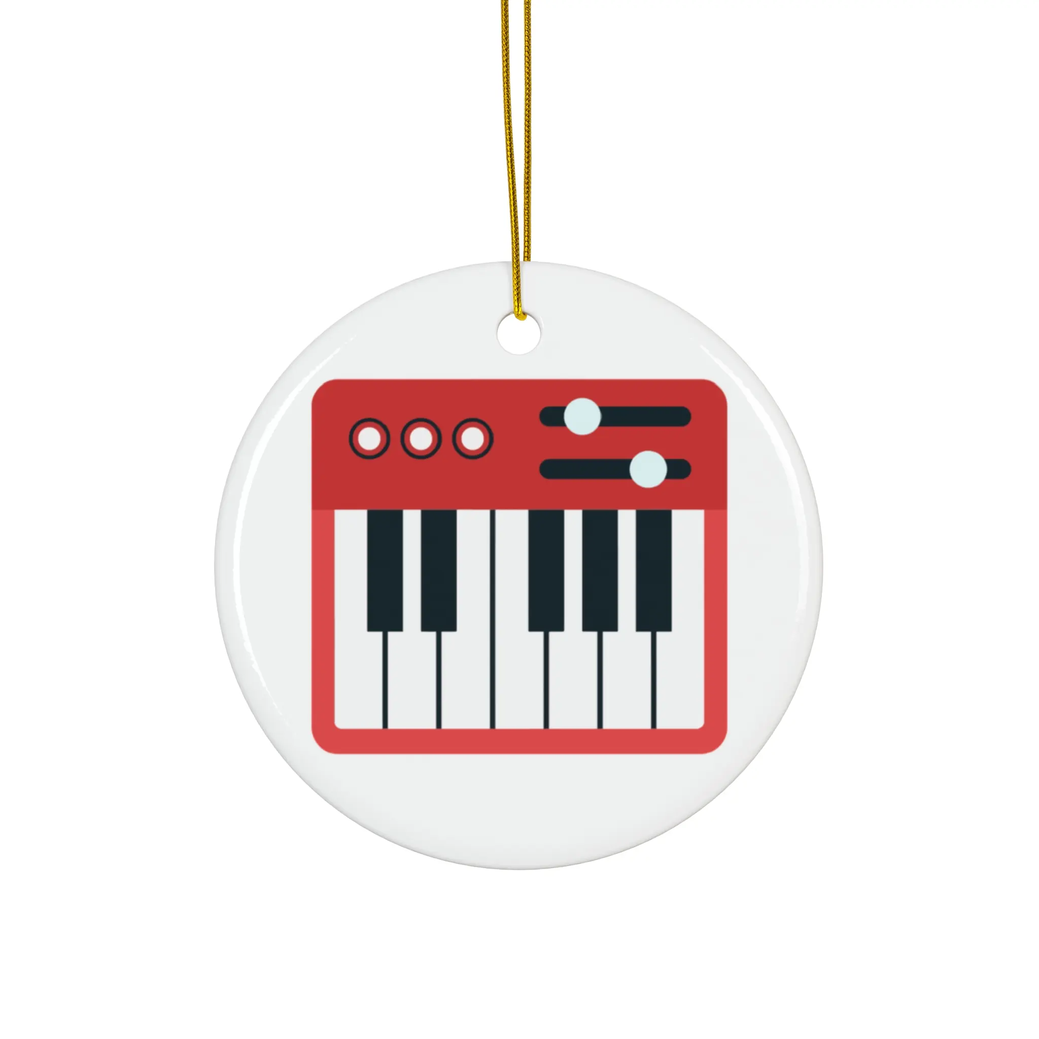MIDI PIANO ORNAMENT, CHRISTMAS DECORATIONS, 3 INCHES CIRCLE ORNAMENT, CERAMIC ORNAMENT