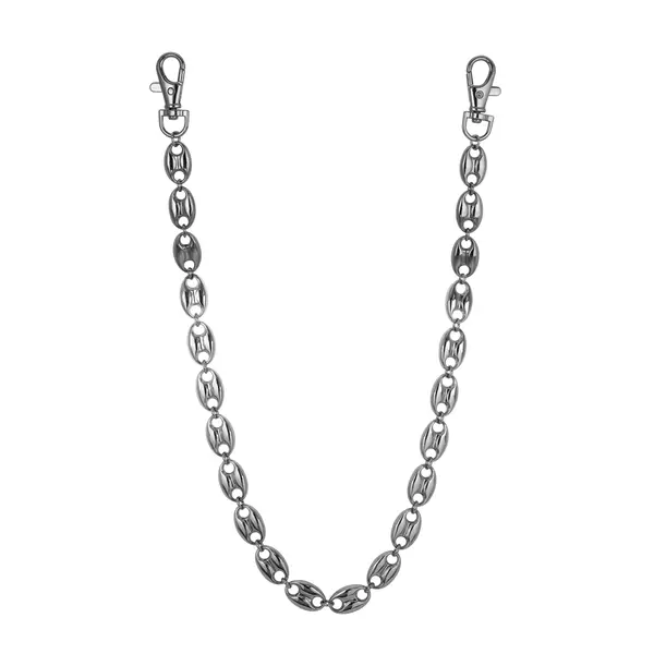 13mm Mariner Link Pant Chain – Silver/Black Tone, Unisex Design – Alloy with Coated Finish