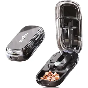 Pill Cutter Splitter for Cutting Multiple Pills, 1/2 1/4 Pill Cutter Splitter for Small and Tiny Pills (Clear Black)