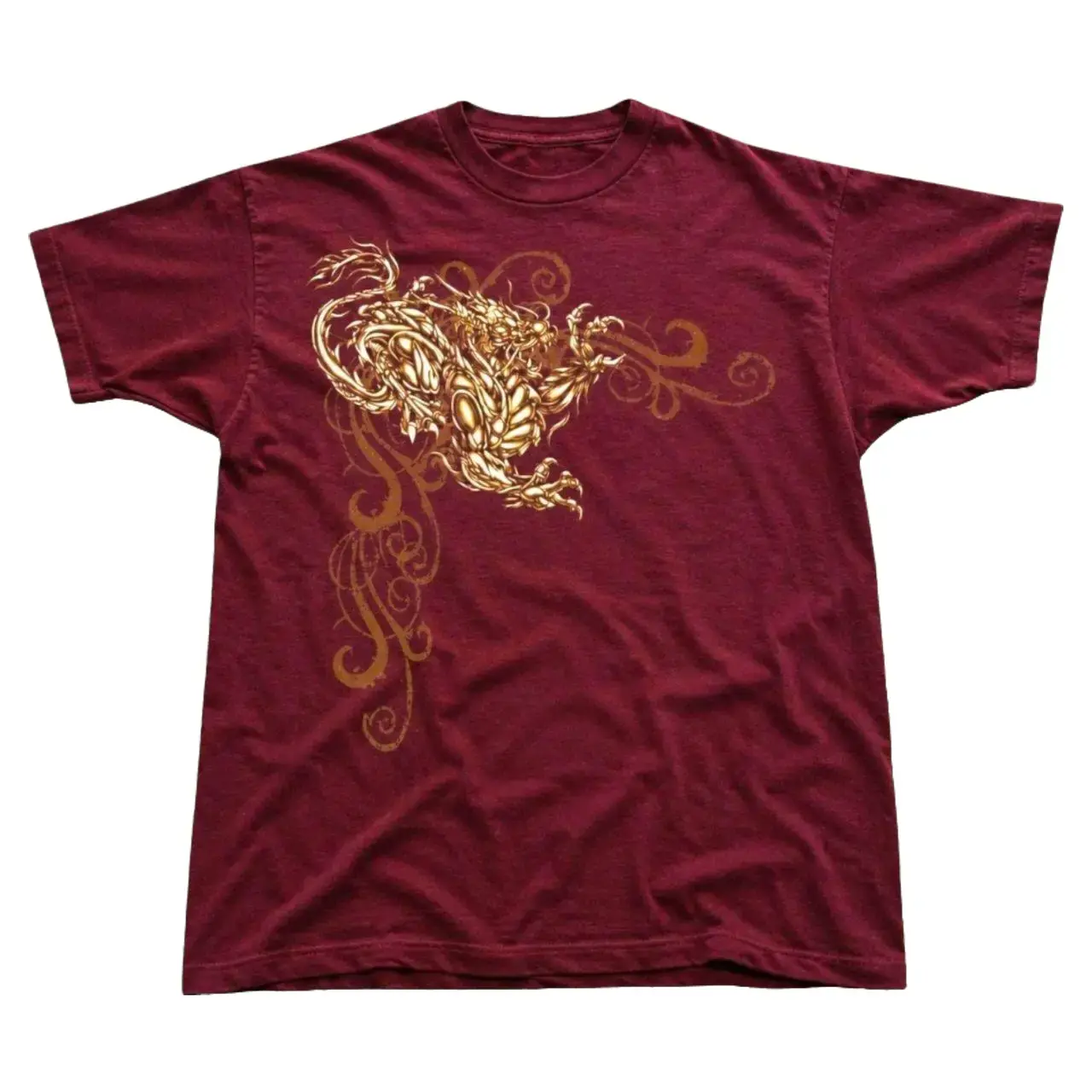 Gildan Men's and Women's T-shirt, Ornate Gold Dragon Graphic Tee, Unisex T-shirt, Gift T-shirt, Y2k Unisex Graphic Tees Gothic Grunge Emo Scene Amity Affliction Style Clothes Menswear Womenswear Streetwear