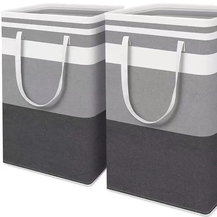 Collapsible Laundry Basket, Large Fabric Clothing Storage Bin with Sturdy Handles, Waterproof Foldable Hamper for Home, Bedroom, and Bathroom