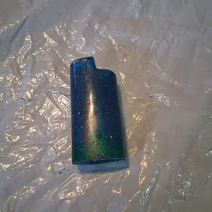 Tiny Bic Lighter Case - Blue Glitter Design for Easy Storage and Protection