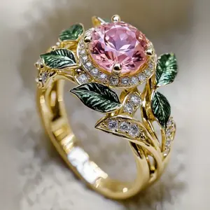 An elegant 14k gold-plated ring set with Cubic Zirconia stones, a feminine style suitable for weddings, engagements, anniversaries, parties, and everyday wear