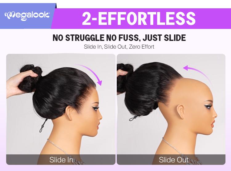 [13x6 GLUELESS WIG] Megalook Body Wave 13x6 Glueless Transparent Lace Frontal Wigs Put On Go Pre-bleached Preplucked Pre-everything Effortless Human Hair Wigs For Beginner Friendly