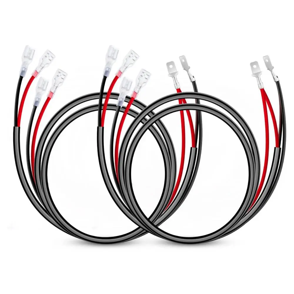 Nilight 2-Pack 16 AWG Copper Flexible Wire Harness Extension Kit - Converts 1-Lead Harness for 2 Off-Road LED Light Bars, 12V Automotive Compatible, Black for Motorcycles, Jeeps