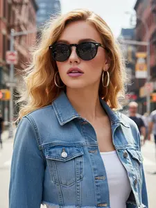 Elegant Retro Small Frame Sunglasses for Women, Trendy Round Fashion Eyewear, Stylish Rivet Shades for Men