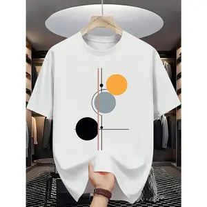 Modern Geometric Graphic Tee - Bold Color Block & Abstract Shapes for Effortless Style (White/Black),Unisex. Summer personalized short-sleeved T-shirt. Simple style. Suitable for all seasons.