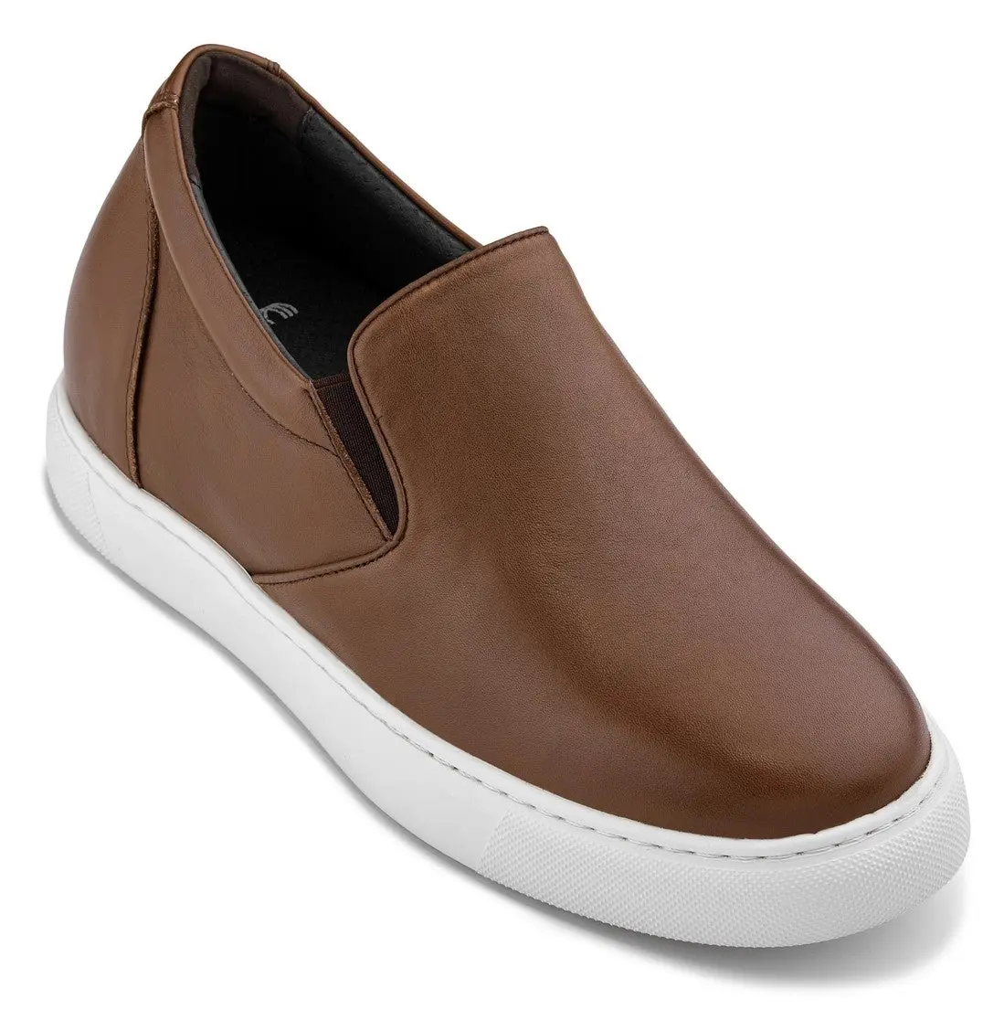 CALTO - T1023 - 2.6 Inches Taller (Coffee Brown) - Lightweight Nappa Leather Loafer Elevator Shoes