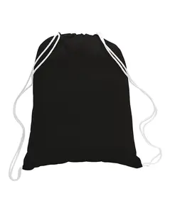 Q-Tees Q4500L Large Cotton Drawstring Backpack Gym Bag Durable 100% Cotton Sport Pack Reusable Cinch Sack for Travel School Gym Sports Shopping for Men Women
