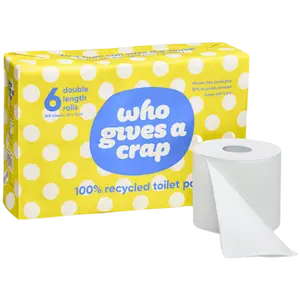 Who Gives a Crap - Eco Friendly Toilet Roll, Pack of 6 Double Length Rolls- 3-Ply 360 Sheets