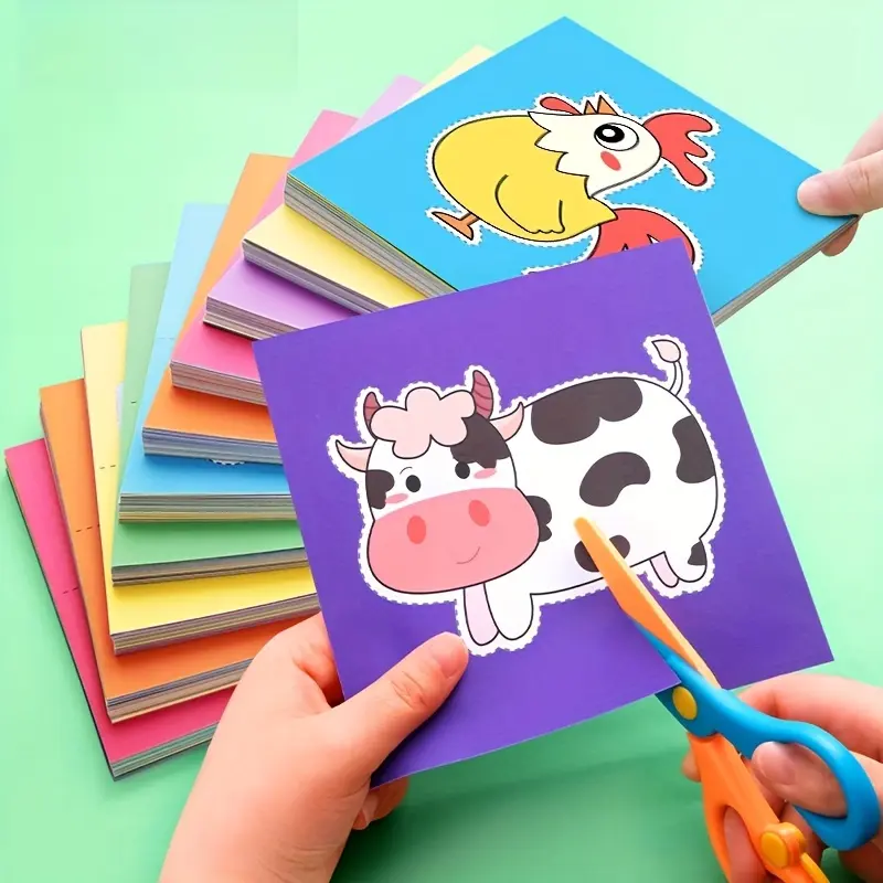 96/120/240pcs Fun Paper-Cut Set, Paper Cutting, Paper Art, Scissor Skills Activity Cutting Book, Kids Scissors Crafts Kits with A Pair of Child-Safe Scissors