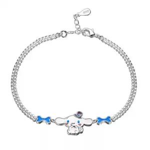 SANRIO Cinnamoroll Bracelet - Everyday Whimsy with Adorable Cinnamoroll Charm & Blue Bone Accents for Fun and Fashion