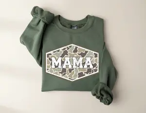 Hunting Mama Sweatshirt, Duck Hunting Sweater, Mallard Duck Hoodie, Mama of Hunters Camo Mama Shirt, Hunting Season Mom Life Gift, Women Outfit