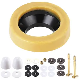 Toilet Wax Ring Replacement Kit with Brass Bolts, Wax Ring for Toilet Base Fits 3-Inch or 4-Inch Floor-Mounted Toilet Drain Pipes