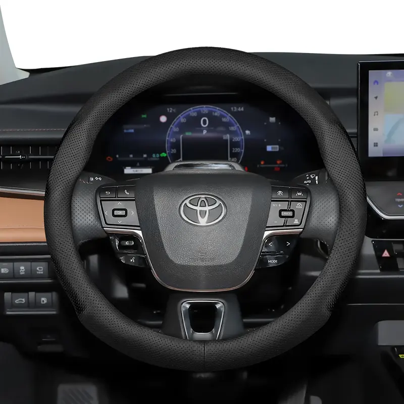 For TOYOTA Perforated Leather Automotive Car Steering Wheel Cover Ultra-thin Breathable Cover Fits RAV4/Corolla/Hilux/Camry/Yaris/Corolla Cross/Highlander/Tacoma/Tundra/Sequoia/4Runner/C-HR/Fortuner/Innova/Sienna, Car Accessories Steering Wheel Protector