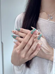 N71 Medium Square Nude Press-On Nails with Unique Patterns and Designs for Stylish Look - Medium Square Shape & Nude Color for Natural Elegance