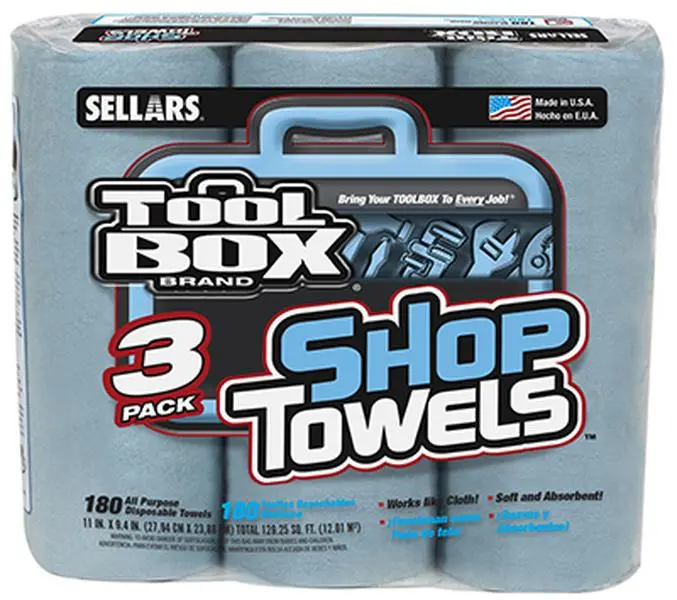 212 MAIN Sellars 5448301 Disposable Blue Absorbent Cleaning Shop Towels - 3-Pack, 2.38 lbs, 4.4 x 13.2 x 11 in