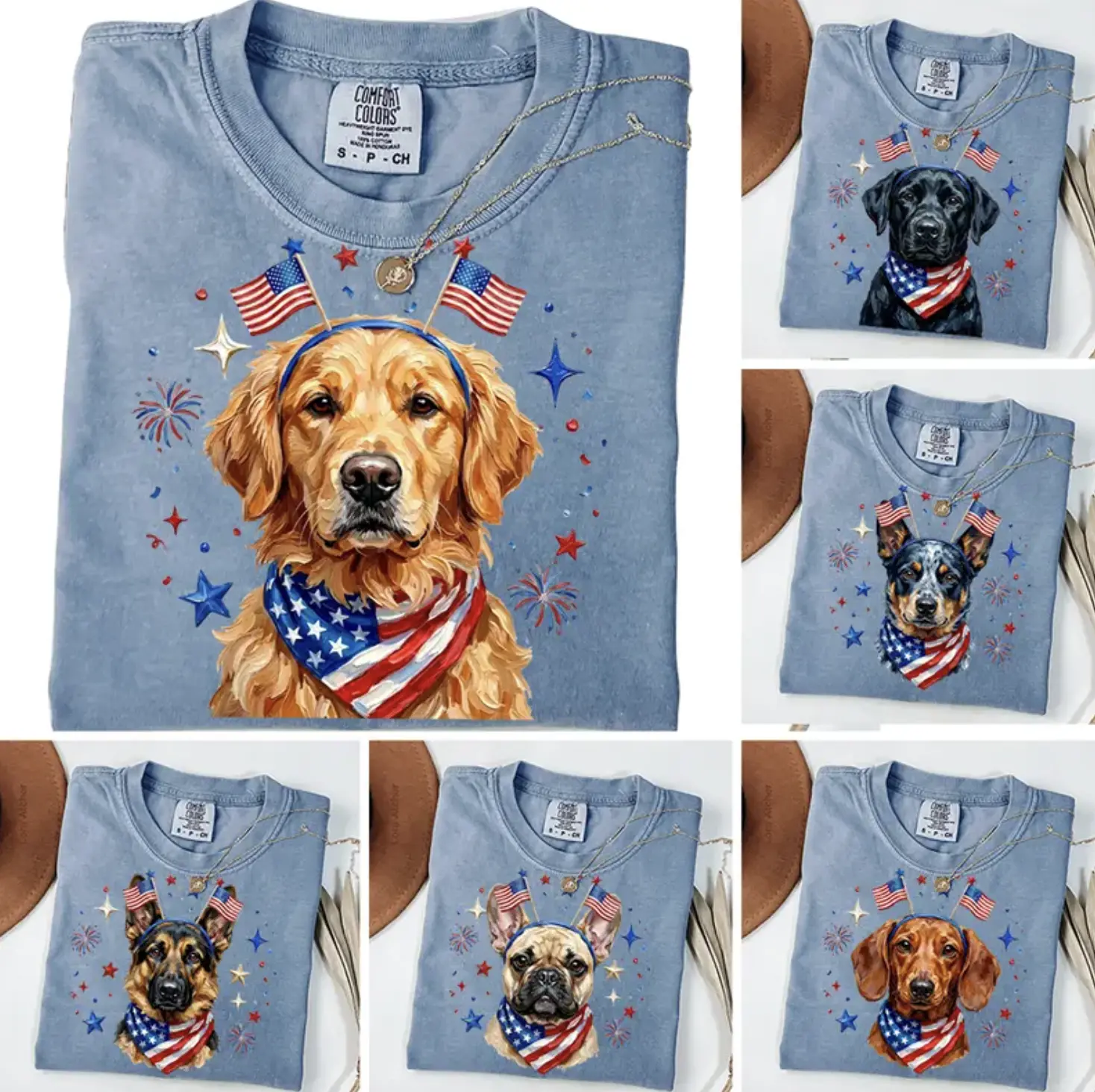 Comfort Colors 50+ Dog Funny 4th Of July Shirt, USA Golden Retriever Dog Shirt, Australian Cattle Dog Design 4th Of July Dog Digital Shirt, Patriotic Dachshund Shirt, American Flag Puppy, Funny USA Dog Lover Tee, 4th Of July Dog Shirt