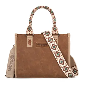 Wrangler Western Retro Tote Bag for Women Aztec Print Adjustable Strap Durable Handbag with Zipper Closure & Interior Pockets Perfect Gift