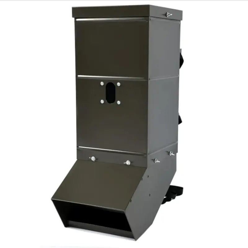 HECASA Outdoor Backyard Gravity Livestock Feeder, Hanging Steel Tool with Waterproof Cover, 2-Strap Mount Kit, 38” Off the Ground, Easy Installation, Portable Farm Animal Supplies for All Seasons