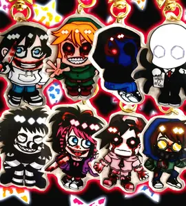 Creepypasta Keychains - Creepypasta Characters Acrylic Charms - Cute, Kawaii Bag Charm for Keys, Backpack & Gifts, Collectible Fan Accessory, Aesthetic Game Merch!