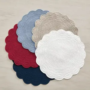 17" Marseille Linen Round Quilted Placemats - Set of 4