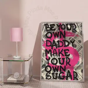 Preppy Graffiti Wall Art, Trendy Apartment Decor, Aesthetic Dorm Decor, Preppy Money Motivational Poster, Pink Funky Wall Art, Funny Dollar Poster (UNFRAMED)