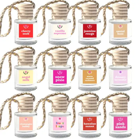4-Pack Car Freshener Set - Car Deodorizer Accessories for Vehicle, Phthalate-Free Fine Fragrance Oil, 10 mL Pre-Filled Car Air Freshener Bottles, Ready to Use, Scent-Selectable Bundle, Multiple Scents