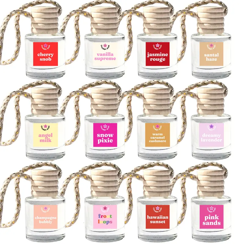 4-Pack Car Freshener Set - Car Deodorizer Accessories for Vehicle, Phthalate-Free Fine Fragrance Oil, 10 mL Pre-Filled Car Air Freshener Bottles, Ready to Use, Scent-Selectable Bundle, Multiple Scents