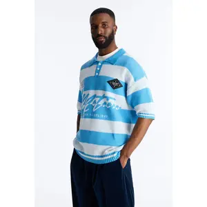 Motion Lines Short Sleeve Polo - Blue