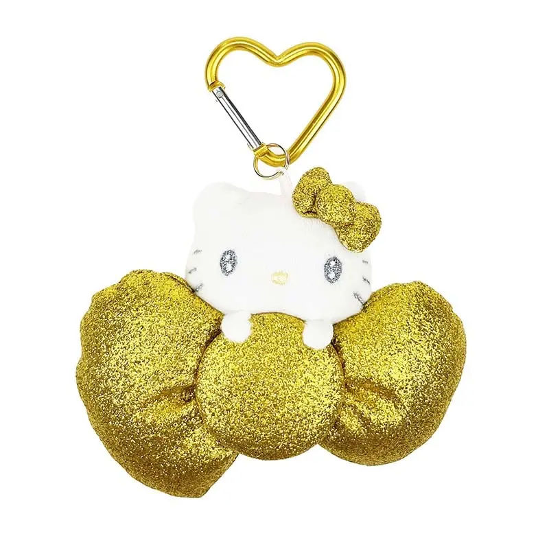 Hello Kitty 50th Anniversary Gold Keychain Charm, Metallic Bow Series Fashion Accessory