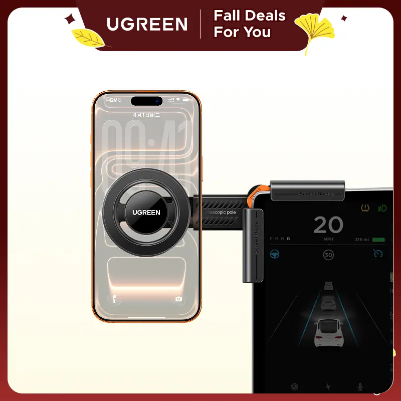 UGREEN MagSafe Vacuum Magnetic Car Phone Holder - Tesla Model 3/Y Auto Interior Accessories, Compact Fit, Plastic Body, Secure Hold, Strong Magnet, Compatible with iPhone 17/16/15/14/13 Plus/Pro Max Series, Vacuum Magnetic Mount, Phone Holder For Car