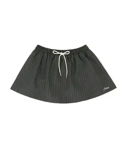 PIV'VEE Pinstripe Drawstring Mini Skirt - Heather Gray