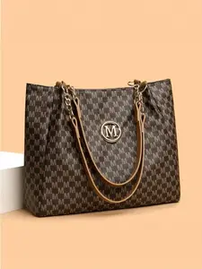 Women's Large Capacity Vintage Tote Bag, Letter Pattern PU Leather Shoulder Clutch, Adjustable Strap, All Seasons, Perfect Gift